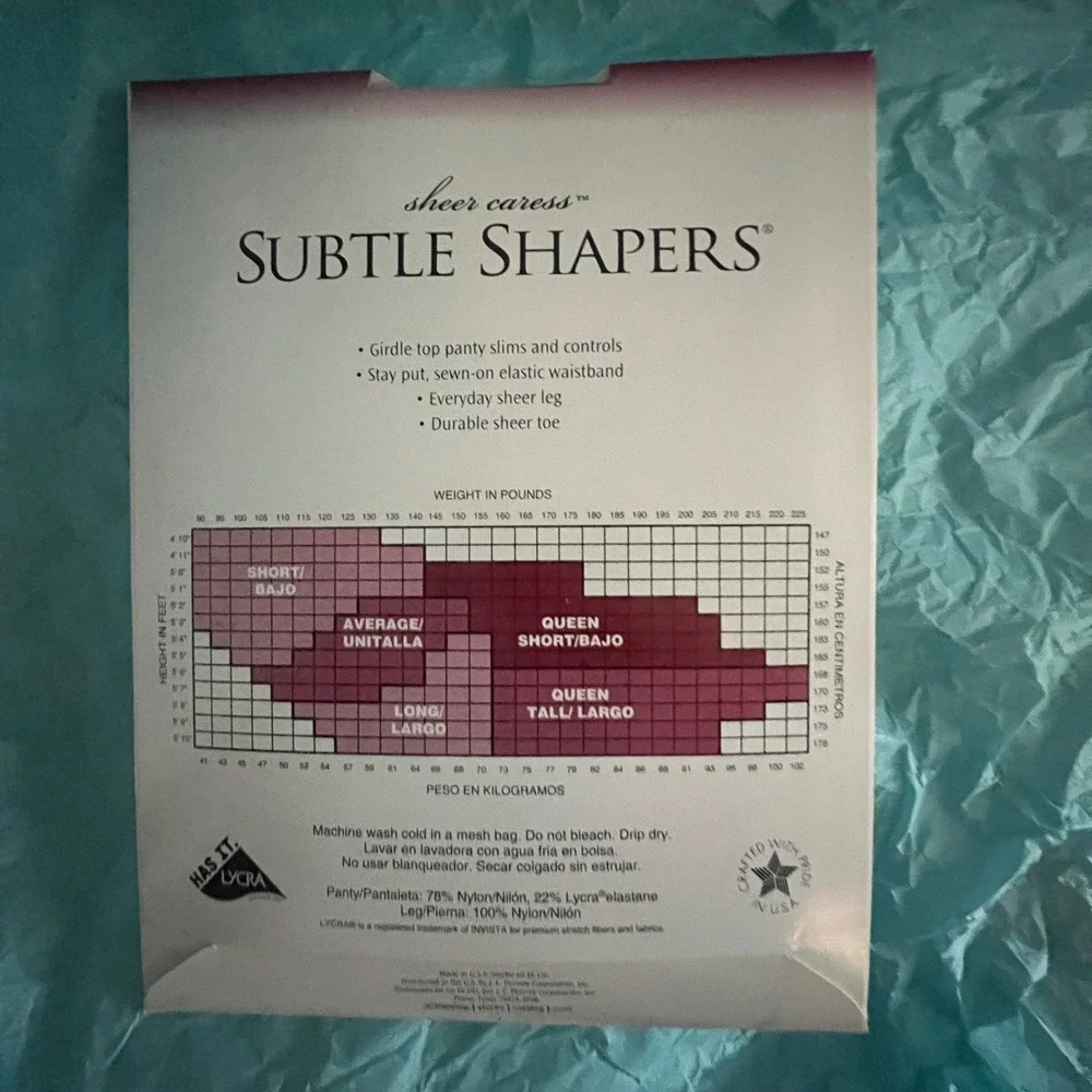 JCPenney Sheer Caress Subtle Shapers Super Shaper‎ Pantyhose Sand Short USA Made